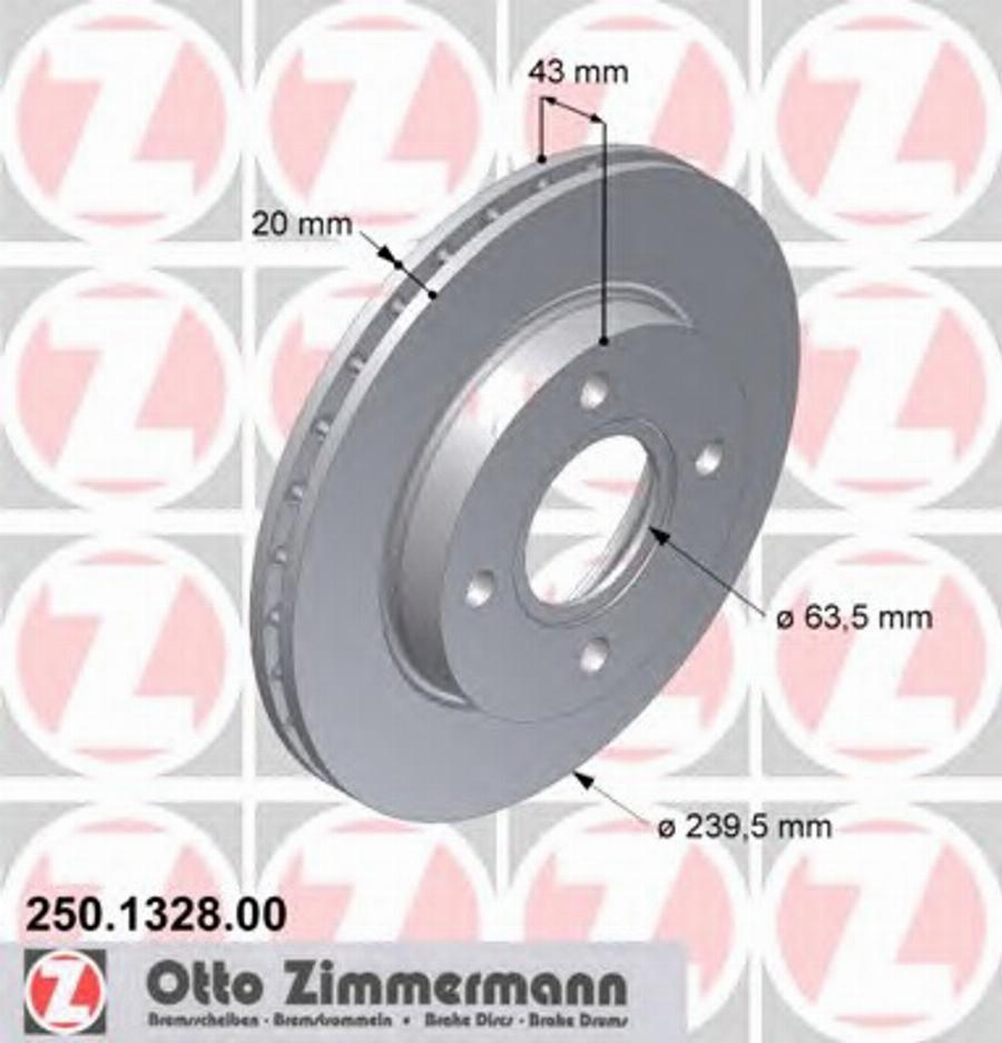 Zimmermann 250.1328.00 - Bremžu diski www.autospares.lv