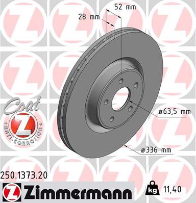 Zimmermann 250.1373.20 - Тормозной диск www.autospares.lv