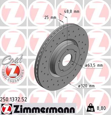 Zimmermann 250.1372.52 - Bremžu diski autospares.lv