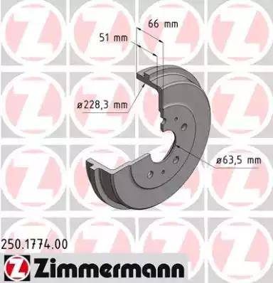 Zimmermann 250.1774.00 - Тормозной барабан www.autospares.lv