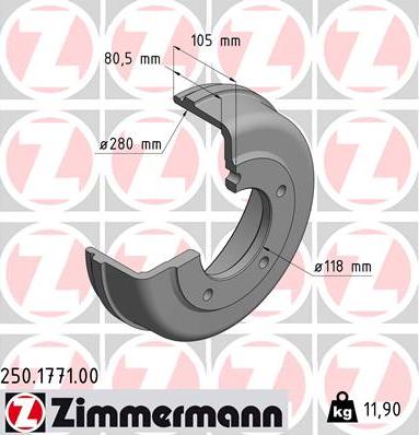 Zimmermann 250.1771.00 - Bremžu trumulis www.autospares.lv