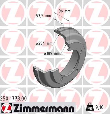 Zimmermann 250.1773.00 - Bremžu trumulis www.autospares.lv