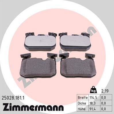 Zimmermann 25028.181.1 - Bremžu uzliku kompl., Disku bremzes www.autospares.lv