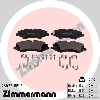 Zimmermann 25022.185.2 - Brake Pad Set, disc brake www.autospares.lv