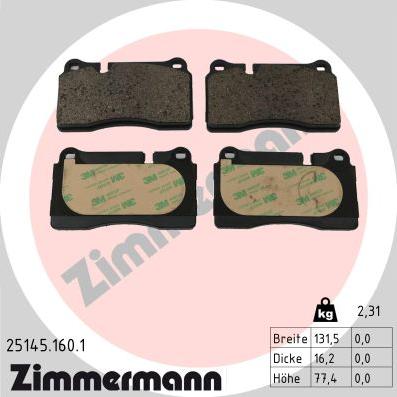 Zimmermann 25145.160.1 - Bremžu uzliku kompl., Disku bremzes www.autospares.lv