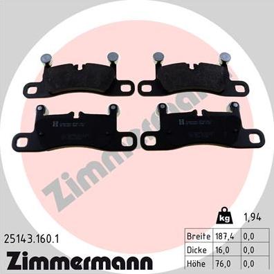 Zimmermann 25143.160.1 - Bremžu uzliku kompl., Disku bremzes www.autospares.lv