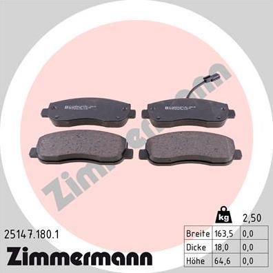 Zimmermann 25147.180.1 - Bremžu uzliku kompl., Disku bremzes www.autospares.lv