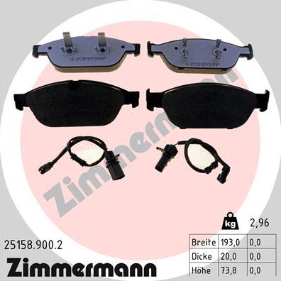 Zimmermann 25158.900.2 - Bremžu uzliku kompl., Disku bremzes www.autospares.lv