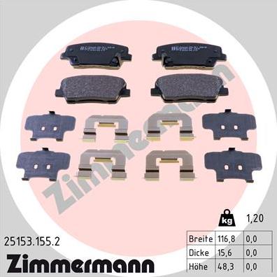 Zimmermann 25153.155.2 - Bremžu uzliku kompl., Disku bremzes www.autospares.lv