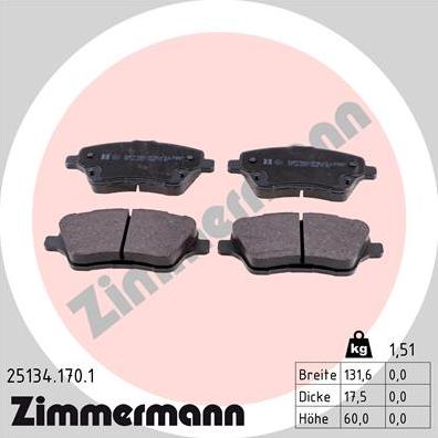 Zimmermann 25134.170.1 - Bremžu uzliku kompl., Disku bremzes www.autospares.lv