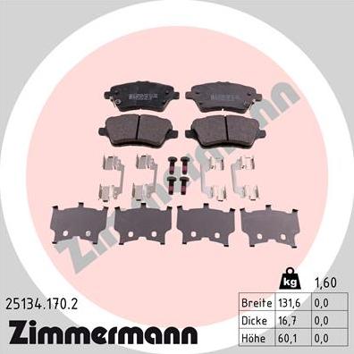 Zimmermann 25134.170.2 - Bremžu uzliku kompl., Disku bremzes autospares.lv