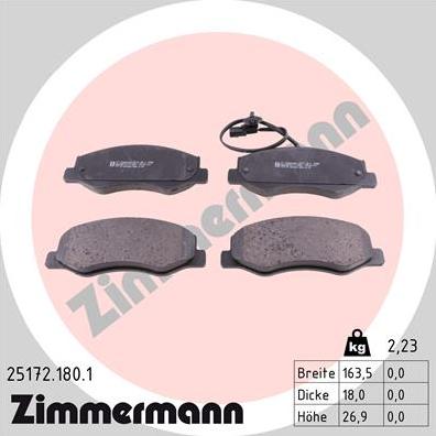 Zimmermann 25172.180.1 - Bremžu uzliku kompl., Disku bremzes autospares.lv