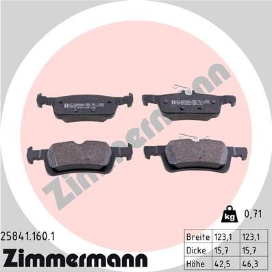 Zimmermann 25841.160.1 - Bremžu uzliku kompl., Disku bremzes www.autospares.lv