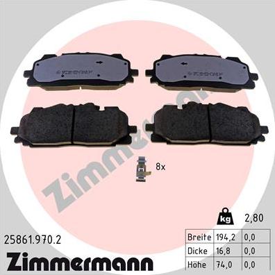 Zimmermann 25861.970.2 - Bremžu uzliku kompl., Disku bremzes autospares.lv