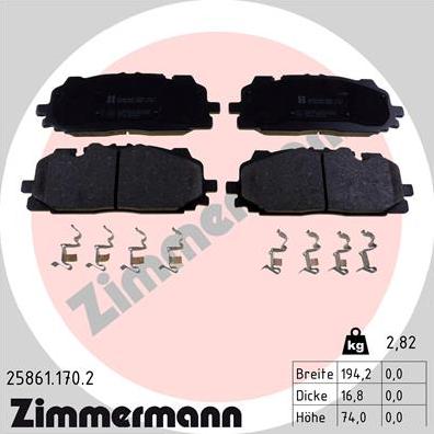 Zimmermann 25861.170.2 - Bremžu uzliku kompl., Disku bremzes autospares.lv