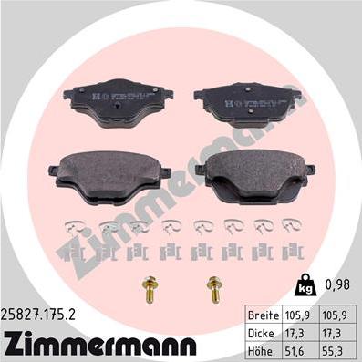 Zimmermann 25827.175.2 - Bremžu uzliku kompl., Disku bremzes www.autospares.lv