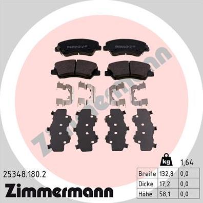 Zimmermann 25348.180.2 - Bremžu uzliku kompl., Disku bremzes autospares.lv