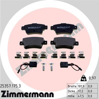 Zimmermann 25357.175.3 - Тормозные колодки, дисковые, комплект www.autospares.lv