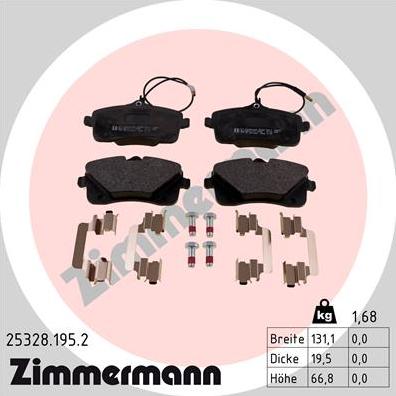 Zimmermann 25328.195.2 - Bremžu uzliku kompl., Disku bremzes autospares.lv