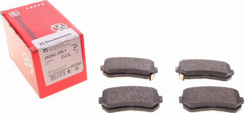 Zimmermann 25292.155.1 - Brake Pad Set, disc brake www.autospares.lv