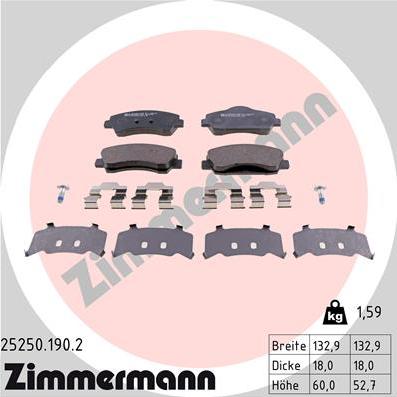 Zimmermann 25250.190.2 - Bremžu uzliku kompl., Disku bremzes www.autospares.lv