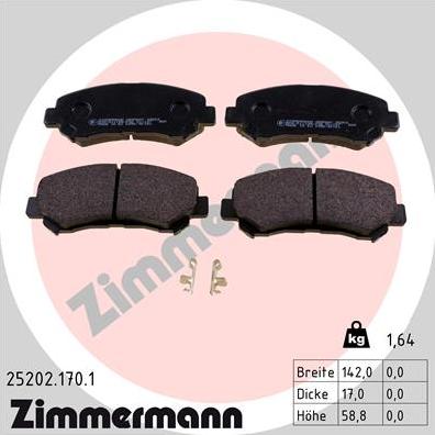 Zimmermann 25202.170.1 - Bremžu uzliku kompl., Disku bremzes www.autospares.lv