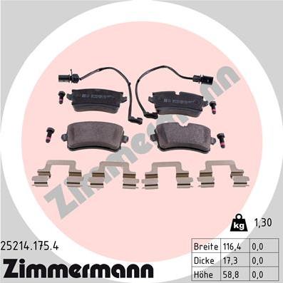 Zimmermann 25214.175.4 - Brake Pad Set, disc brake www.autospares.lv