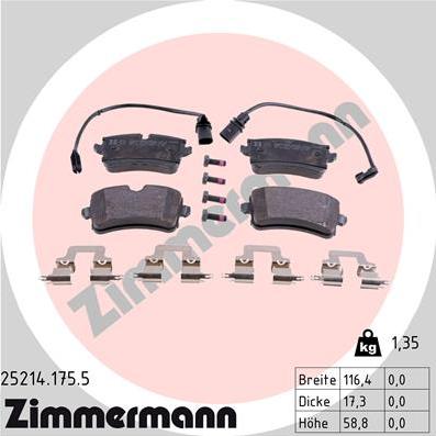 Zimmermann 25214.175.5 - Bremžu uzliku kompl., Disku bremzes autospares.lv