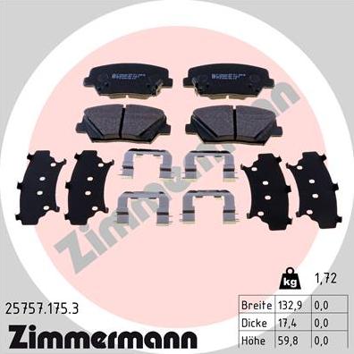 Zimmermann 25757.175.3 - Bremžu uzliku kompl., Disku bremzes www.autospares.lv