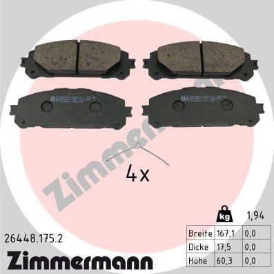 Zimmermann 26448.175.2 - Bremžu uzliku kompl., Disku bremzes www.autospares.lv