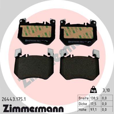 Zimmermann 26443.175.1 - Bremžu uzliku kompl., Disku bremzes www.autospares.lv