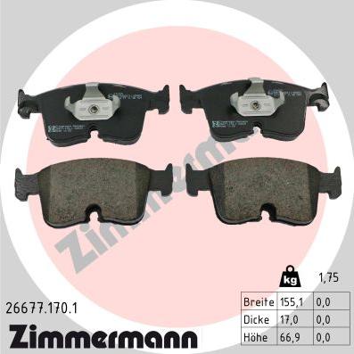 Zimmermann 26677.170.1 - Bremžu uzliku kompl., Disku bremzes www.autospares.lv