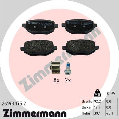 Zimmermann 26198.175.2 - Brake Pad Set, disc brake www.autospares.lv