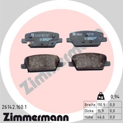 Zimmermann 26142.160.1 - Bremžu uzliku kompl., Disku bremzes www.autospares.lv