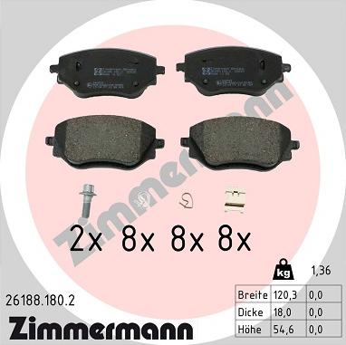 Zimmermann 26188.180.2 - Bremžu uzliku kompl., Disku bremzes www.autospares.lv