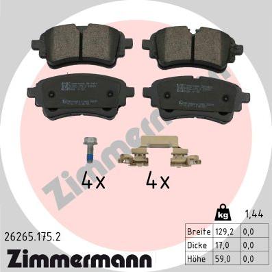 Zimmermann 26265.175.2 - Bremžu uzliku kompl., Disku bremzes autospares.lv