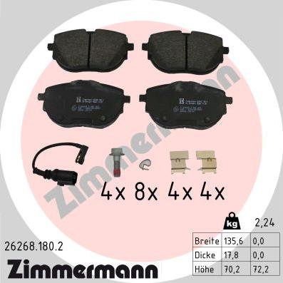 Zimmermann 26268.180.2 - Bremžu uzliku kompl., Disku bremzes www.autospares.lv