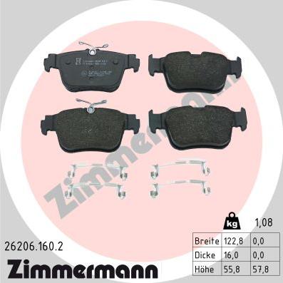 Zimmermann 26206.160.2 - Bremžu uzliku kompl., Disku bremzes www.autospares.lv