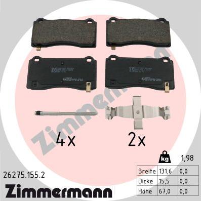 Zimmermann 26275.155.2 - Bremžu uzliku kompl., Disku bremzes www.autospares.lv