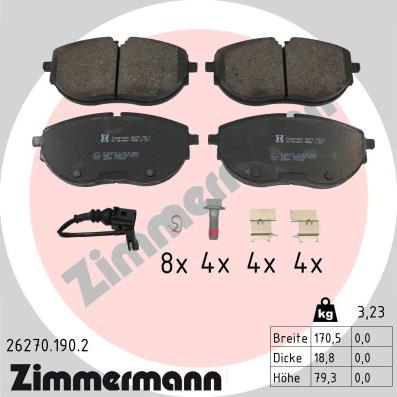 Zimmermann 26270.190.2 - Bremžu uzliku kompl., Disku bremzes www.autospares.lv