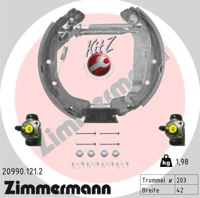 Zimmermann 20990.121.2 - Bremžu loku komplekts autospares.lv