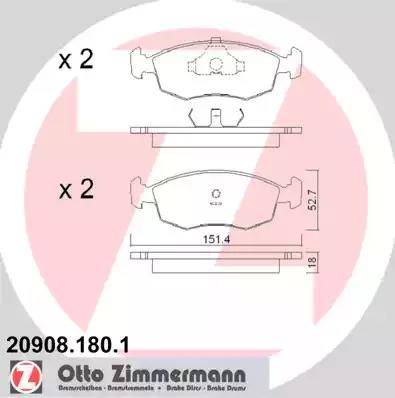 Zimmermann 20908.180.1 - Bremžu uzliku kompl., Disku bremzes autospares.lv