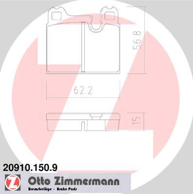 Zimmermann 20910.150.9 - Тормозные колодки, дисковые, комплект www.autospares.lv