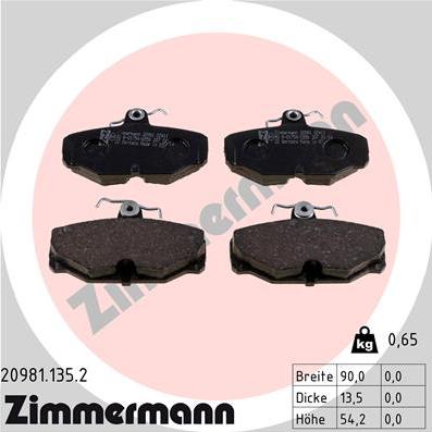 Zimmermann 20981.135.2 - Bremžu uzliku kompl., Disku bremzes autospares.lv