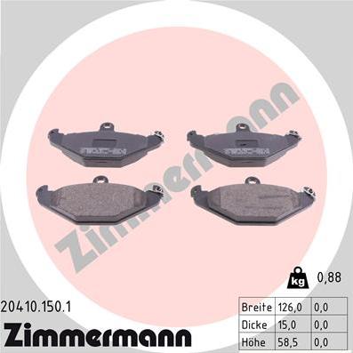 Zimmermann 20410.150.1 - Bremžu uzliku kompl., Disku bremzes autospares.lv