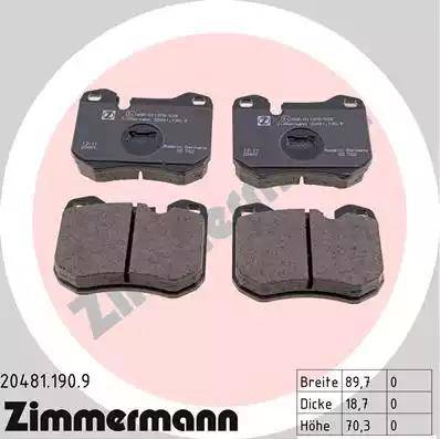 Zimmermann 20481.190.9 - Bremžu uzliku kompl., Disku bremzes www.autospares.lv