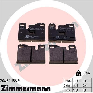 Zimmermann 20482.185.9 - Bremžu uzliku kompl., Disku bremzes www.autospares.lv