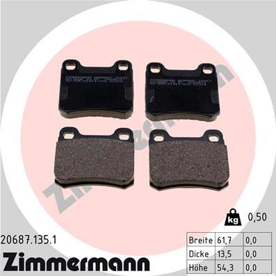 Zimmermann 20687.135.1 - Brake Pad Set, disc brake www.autospares.lv