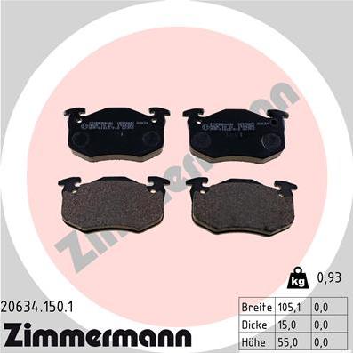 Zimmermann 20634.150.1 - Bremžu uzliku kompl., Disku bremzes www.autospares.lv