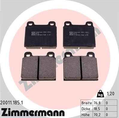 Zimmermann 20011.185.1 - Bremžu uzliku kompl., Disku bremzes www.autospares.lv